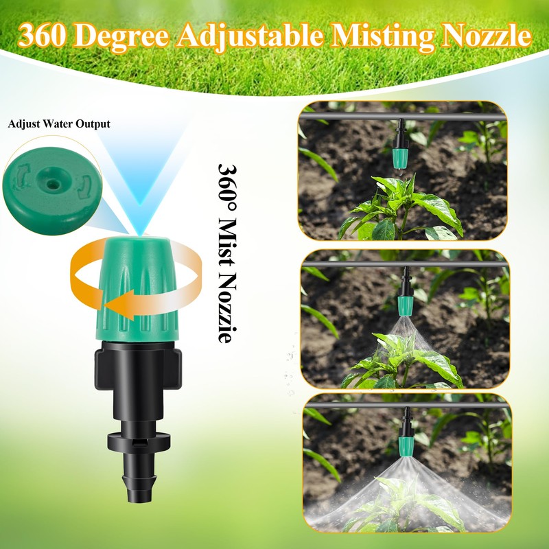 50Pcs Micro Misting Spray Emitters, Adjustable Flow Atomizing Irrigation Dripper,