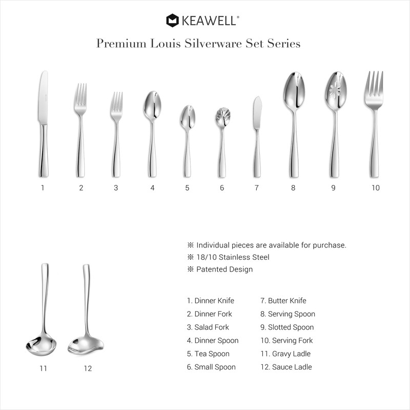 KEAWELL Premium Louis Serving Spoons, 18/10 Stainless Steel, Fine Spoon