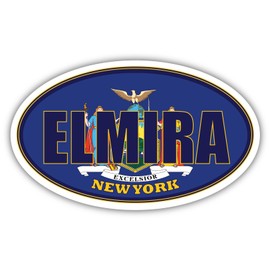 3 Pack 2x3 inches Magnet Decals | Elmira City New York State Flag | NY Flag Chemung County Oval State Colors Magnet Decals Construction Toolbox, Hardhat, Lunchbox, Helmet, Mechanic, Luggage