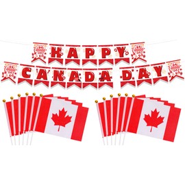 HOWAF Happy Canada Day Banner, Maple Leave Garland for 1th of July Canadian National Day Party Decoration Supplies, Canada Candy Welcome Sign