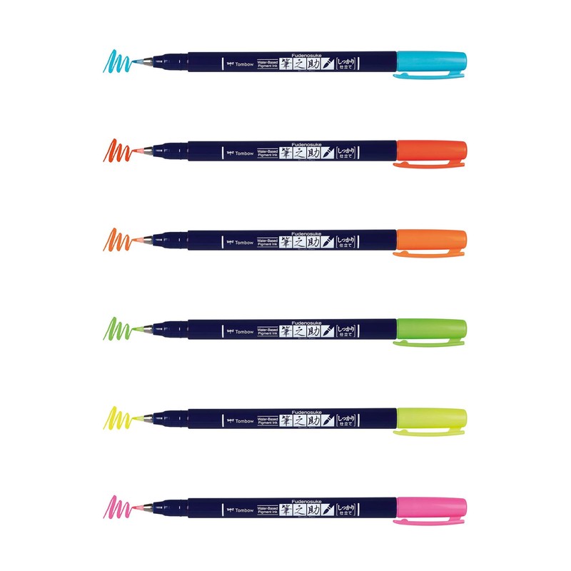 Tombow ws-BH92 Brush Pen Fudenosuke Neon Green Hard Tip