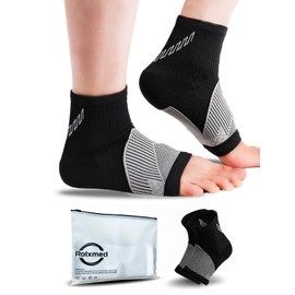 Rolxmed Ankle Support Brace Compression Sleeves for Plantar Fasciitis Neuropathy Relief Sport Socks for Men & Women (1Pair) (Black, L)