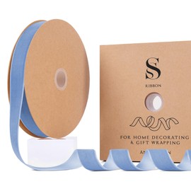 Utehilly Light Blue Christmas Velvet Ribbon for Tree, Gift Wrapping, Flower Bouquet, Wreath Decorations, Bow Making 1'', 25 Yards