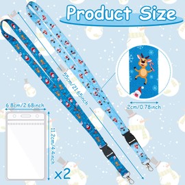 Nezyo 2 Sets Christmas Lanyard with Cardholder Novelty Lanyard Key Chain ID Badge Holder Snowman Santa Claus Elk Pattern Neck Straps with Detachable Buckle Clip for Students Kids(Snowman,Multicolored)
