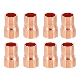 PATIKIL 3/8" to 5/16" ID Copper Reducer, 8pcs 99.9% Pure Copper Reducing Coupling Pressure Fitting Pipe Tube Connector Adapter with Sweat Solder Connection