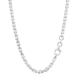 NKlaus Solid Anchor Chain Necklace 925 Silver Chain Diamond-Coated 3.00 mm Wide, Sterling Silver, No Gemstone