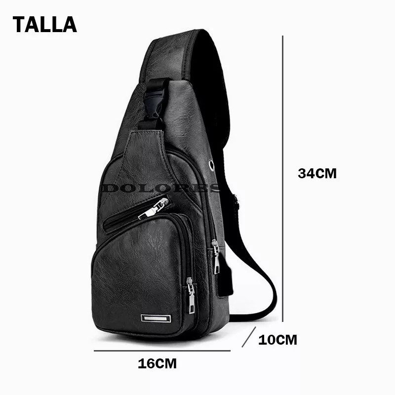 Dolores Pechera Mochila Antirrobo Usb Cuero Bandolera Cruzada Hombro