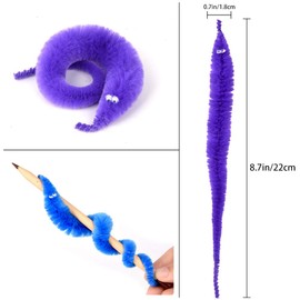 Comonc 100 Pcs Magic Twisty Worm Wiggly Twisty Fuzzy Worms on a String Magic Worm Toys for Party Supplies,Random Colors