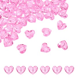 sourcing map 50pcs Acrylic Heart Beads 19x17mm Heart Shape Craft Loose Beads Crystals Gems with Hole for Decoration Making Bracelet Necklace Jewelry Making, Pink