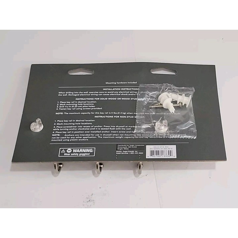 Threshold NEW Threshold Key Rail Hook Rack Satin Nickel Finish