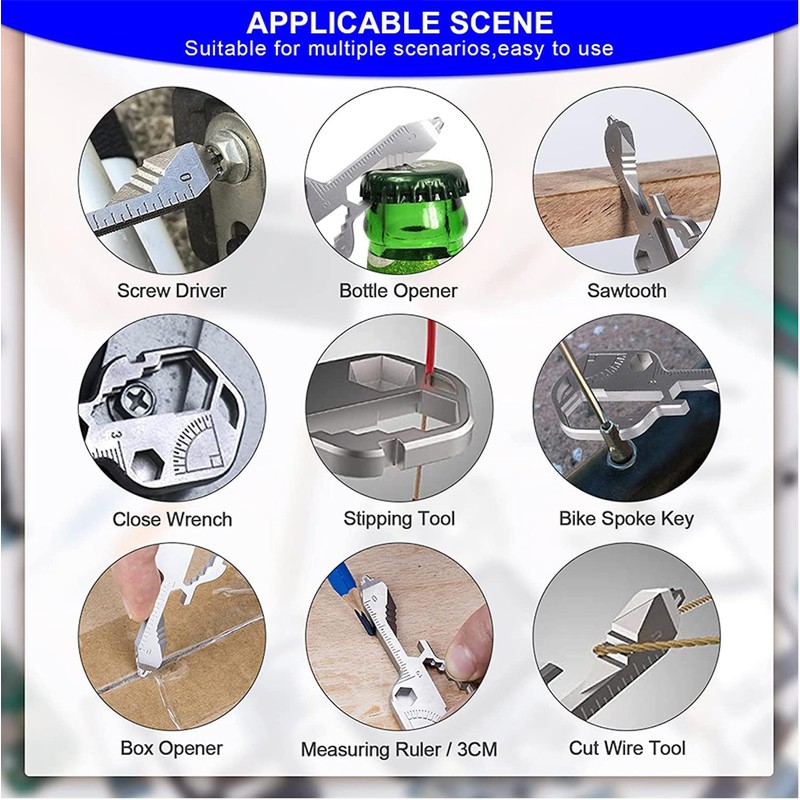 BRIGHTBOX 24-in-1 Multi-tool Key Shaped Pocket Tool, Stainless Steel, Bottle