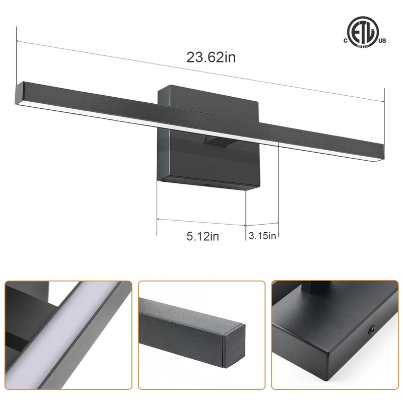 VOLISUN Modern Bathroom Vanity Light 23.6 inch, 14W Dimmable 5CCT