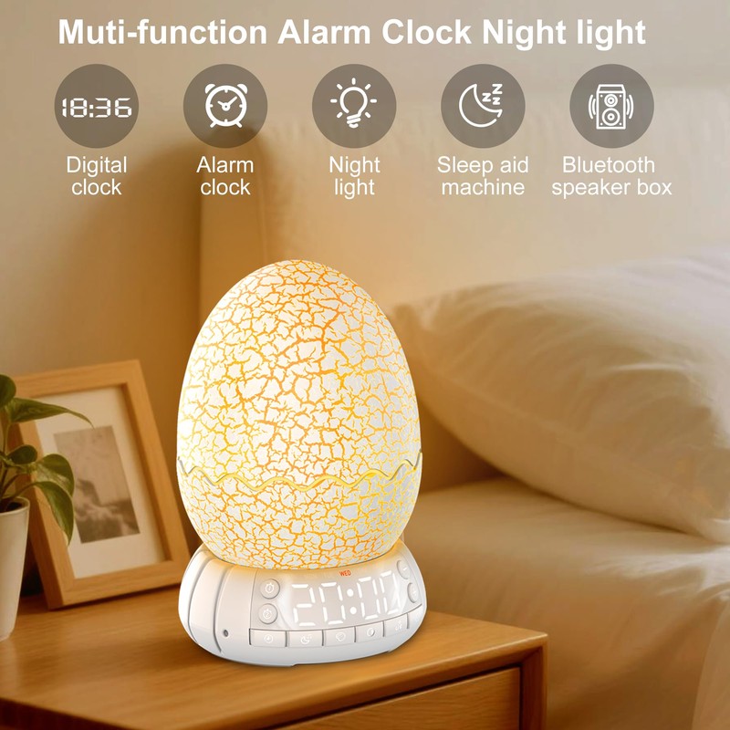 Alarm Clock with Sunrise Simulation Wake Up Egg Light, Portable