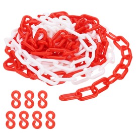 PATIKIL Red/White Plastic Chain, 16 ft 6mm Safety Barrier Chain for Crowd Control, Queue Line, Parking, Fence, Gate, Concert, Construction Site and Decoration