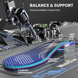 Carbon Fiber Insoles for Men & Women with High Arch Support Shock Absorbing Performance Insoles for Running, Sports, Hiking, Trekking, Basketball-2XL-W:11-11.5 | M: 9-9.5