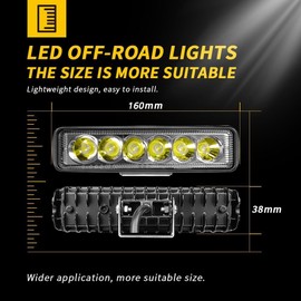 Willpower 2PCS LED Light Bar 6 Inch 18W Single Rows Spot Beam Slim Mini LED Pods Work Light Off Road Driving Fog Light for SUV ATV Truck Motorcycle Boat