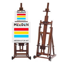 MEEDEN Art Versatile Studio H-Frame Easel - All Media Adjustable Beech Wood Studio Easel, Painting Floor Easel Stand, Movable and Tilting Flat Available, Holds Canvas Art up to 77" - Color: Walnut