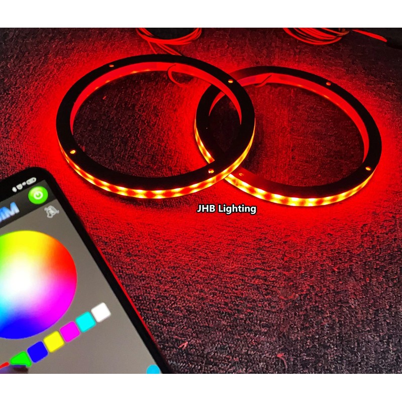 JHB Pair 8" Bluetooth Remote RGB LED Rings Lights for