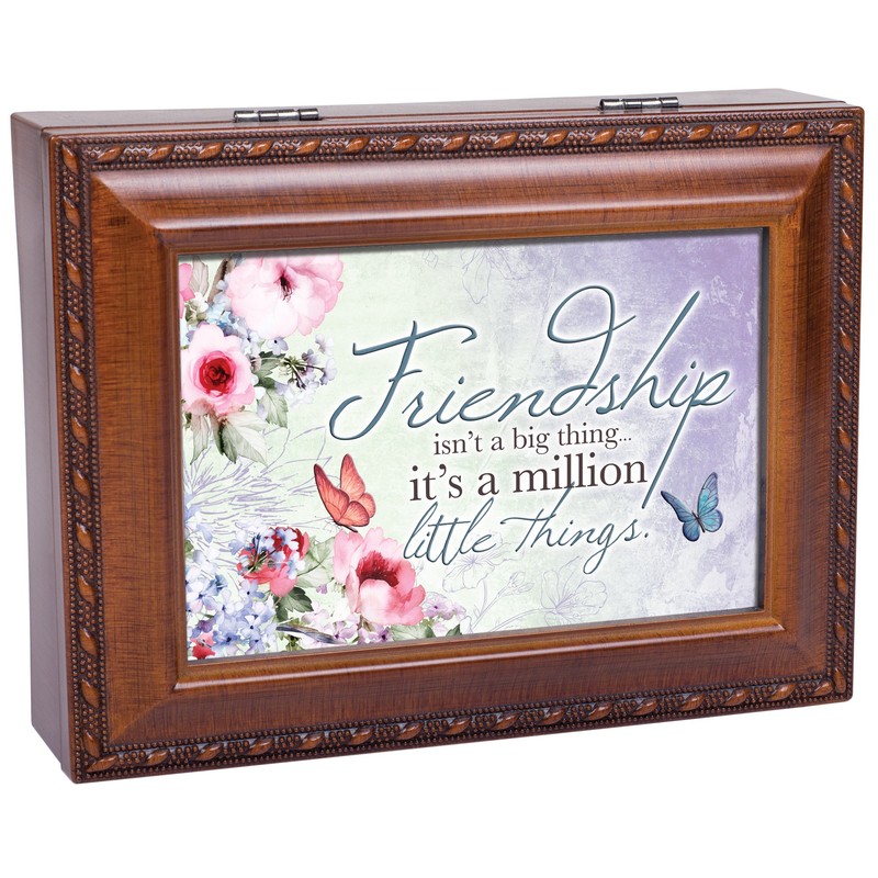 Friendship Things Woodgrain Rope Trim Music Box Plays That's What