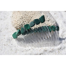 Malachite Stone Hair Combs (Qty of 2)