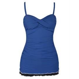 Mycoco Traje de baño de una pieza con control de barriga para mujer, traje de baño monokini con volantes y dobladillo, Azul (Peacock Blue), 16