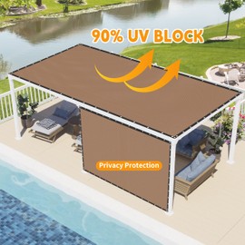 90% Garden Shade Cloth,12' x 16' Heavy Duty Mesh Tarp with Grommets, Garden Privacy Fence Screen, Shade Canopy for Patio, Outdoor Sun Shades for Backyard, Mocha/Black