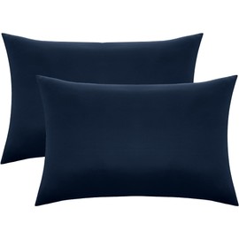 AYO 枕カバー2枚セット ピーチスキン加工 まくらカバー 封筒式 全サイズピローケース ホテル品質 吸湿速乾 オールシーズン 抗菌防臭 着脱簡単 洗える (43ｘ63cm ネイビー)