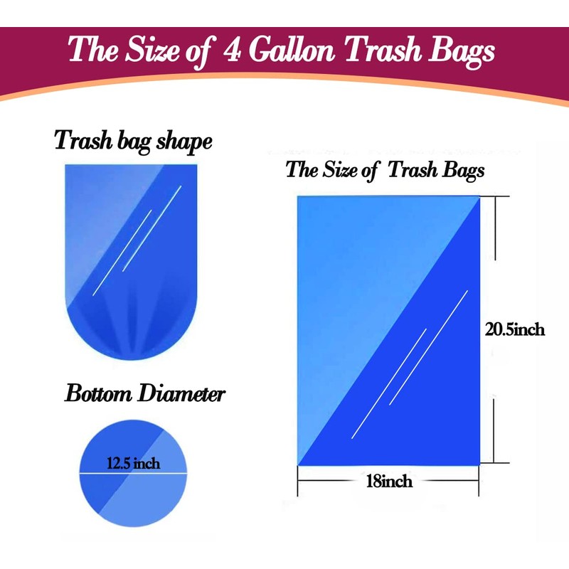 4 Gallon 180pcs Small Black Trash Bags Strong Garbage Bags,Black