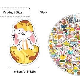 Bojueshaw 100PCS Waterproof Easter Bunny Stickers,Funny Egg Rabbit Stickers for Kids Crafts Supplies DIY Card Making Scrapbooking