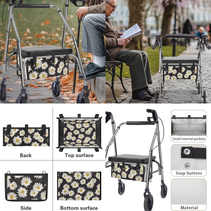 LedBack Rollator Walker Accessories 3 Pack Daisy Rollator Walker Seat