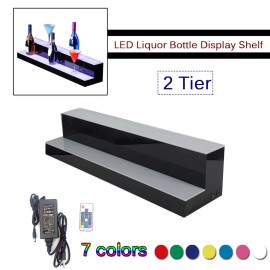 Unbranded 2-Tier LED Lighted Shelf Rack Illuminated Liquor Bottle Shelf Bar Display Stand