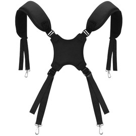 Golf Shoulder Belt, For Caddy Bags, 2-Point, 3-Point, 4-Point Type, Single Item, Strap, Shoulder Strap, Replacement, Adjustable, Cushioned, Nylon, Reduces Strain, Metal Hooks, Replacement, 4-piece hooks: 4 black