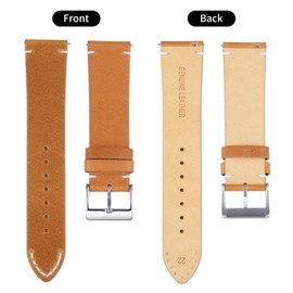 BINLUN Leather Watch Band Replacement Quick Release Genuine Leather Watch Straps 12mm 14mm 16mm 18mm 20mm 22mm or 24mm for Men and Women Black/Brown/Light Brown/Orange (Light Brown, 16mm)