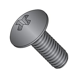 Small Parts 1012MPTBZ Steel Truss Head Machine Screw, Black Zinc Plated Finish, Meets ASME B18.6.3, #2 Phillips, #10-24 Thread Size, 3/4" Length, Fully Threaded, Imported (Pack of 100)
