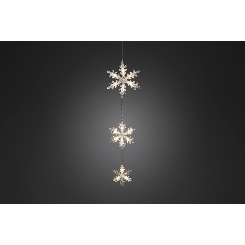 Konstsmide 6116-103 LED Light Curtain, 3 Acrylic Snowflakes, 15 Warm