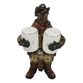 Ebros Gift Wild Western Texas Cowboy Armadillo Spice Sheriff Salt And Pepper Shakers Holder Figurine Desert Armadillos Kitchen Bar Table Spice Organizer