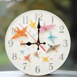Origami Bird Clock Wall Decor Colorful Paper Craft Home Decor 10-Inch Wooden Wall Clock, Silent Movement, Battery Operated (AA Batteries Not Included), Artistic Home Decor, Perfect for Home Accents