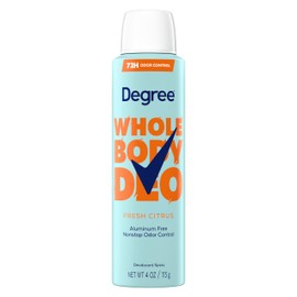 Degree Whole Body Deodorant Spray for Women Fresh Citrus Aluminum Free 72H Odor Protection 4 oz