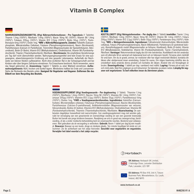 Vitamin B Complex High Dose - All 8 B Vitamins