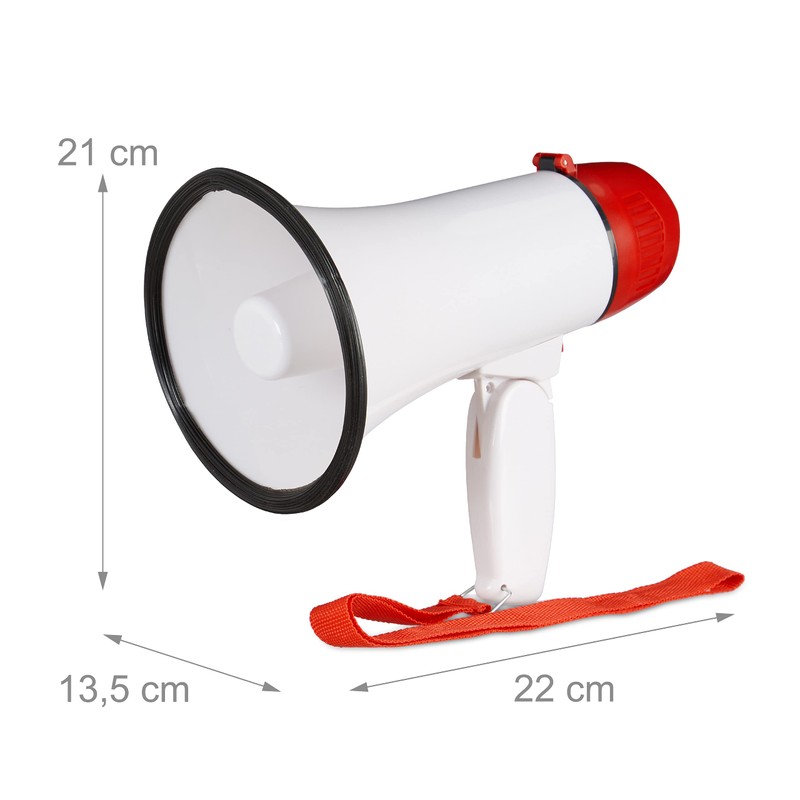 Relaxdays Megafono per Tifosi, Altoparlante in Plastica per Feste e