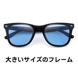 Feisedy B1141 Sunglasses, Unisex, Large, Frame, Popular, UV Protection, Fishing, Driving, Sports, Fashion, Classic, Unisex, black frame blue lens