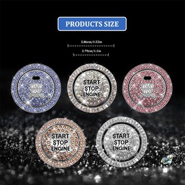 Tecledsn 2PCS Bling Car Push Start Button Sticker, Start Button Cover, Rhinestones Fully Protect Button Decorative Cover, Anti-Scratch Key Ignition Knob Ring Car Accessories for Women (AB)