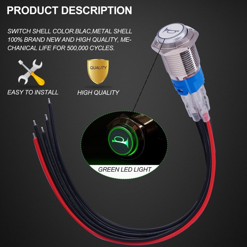 mxuteuk 16 mm Raised Speaker Horn Momentary Push Button Switch