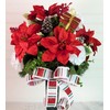 Poinsettia Cemetery Arrangement, Christmas Grave Flowers, Cemetery Flowers Christmas