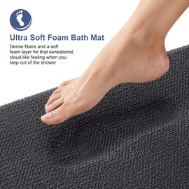 OLANLY Thick Memory Foam Bath Mat Rug 44x24, Extra Soft Absorbent Bathroom Rug, Quick Dry Bath Mats, Non-Slip, Machine Washable Carpet for Bathroom, Tub and Shower, Home Decor Accessories, Dark Grey