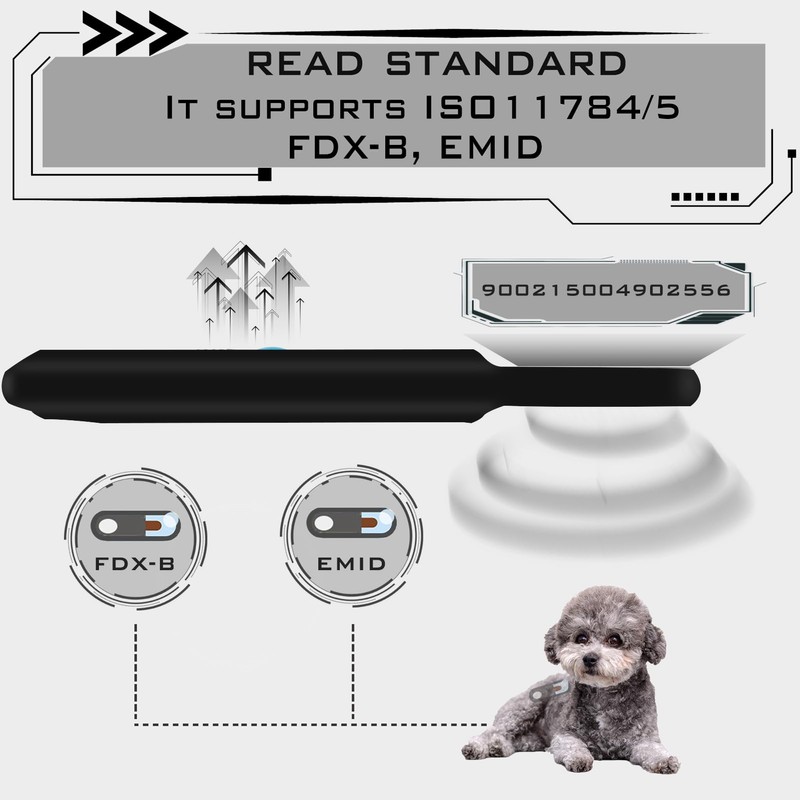 Smoostart Pet Microchip Scanner, ISO11784/85/FDX-B/EMID Data Storage Upload to Pc
