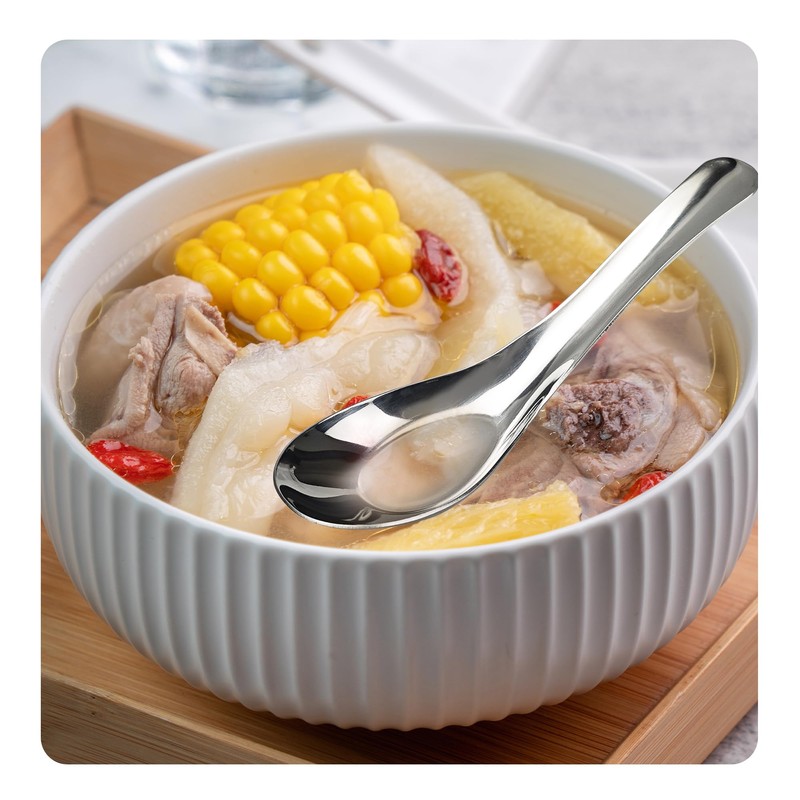 AUXBC 5PCS 5.5” Stainless Steel Soup Spoons, Mirror Polished Long