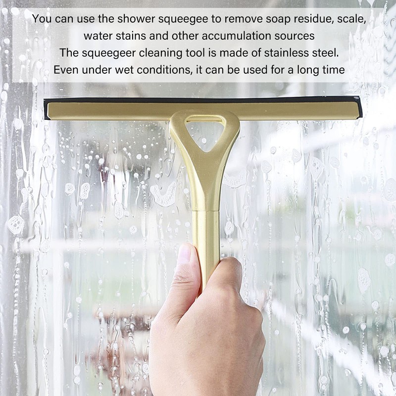 Shower Squeegee, Stainless Steel, Gold Shower Cubicle Squeegee, Window Squeegee