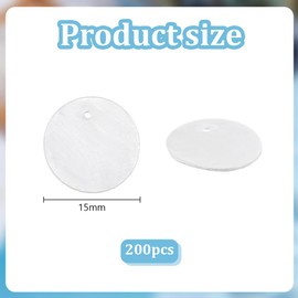 HOBBIESAY 200Pcs Shell Flat Round Charms Bulk 15mm White Capiz Shell Discs Charms Natural Mother of Pearl Shell Charms for DIY Bracelets Earring Necklace Jewelry Making,Hole:1.4mm
