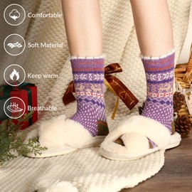 Nimalpal Wool Socks for Women - Winter Warm Wool Socks for Women, 5 Pairs Soft Cozy Knit Womens Wool Socks